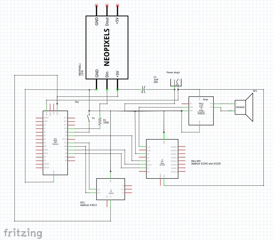 Screenshot of a circuit schematic in Fritzing.